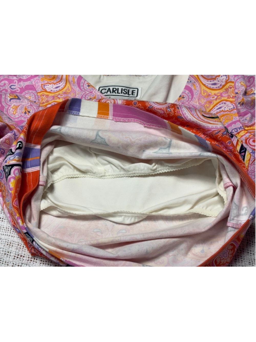 Vintage Carlisle Colorful Paisley V-Neck Knit Long Sleeve Cotton Blend Top SZ 2 - Picture 6 of 6